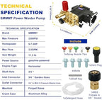 Horizontal Pressure Washer Pump, 3/4" Shaft Crankshaft Triplex Plunger, 2600-3300 PSI, 3GPM, Replacement Power Washer Pumps ，Two Kinds of Water Outlet Interfaces - Image 6