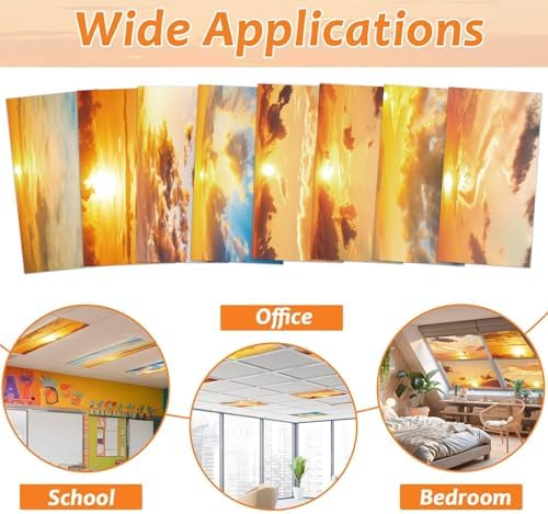 8 Pcs Fluorescent Light Covers with 80 Magnets Decorative for Classroom Ceiling Light 4 x 2 Feet Magnetic Light Covers Filter Easy Install for Office Hospitals & Home Drop Ceiling Supplies (Sunrise) - Image 4
