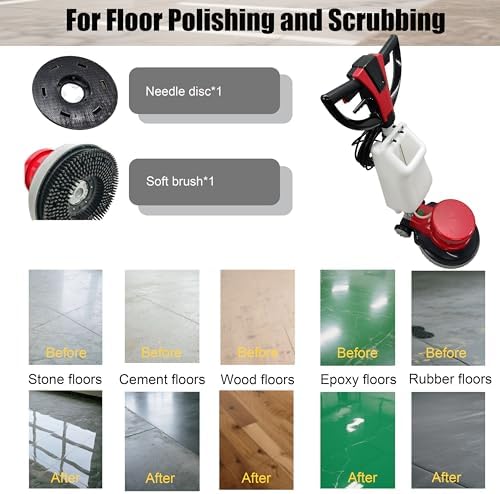 110V 17" Floor Scrubber Buffer Heavy Duty Polisher Machine Polished Waxed Refurbished Tile Scrubber Cleaner Wood Marble Cement Pavement Epoxy Rubber Carpet - Image 2