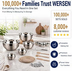 WEPSEN Mixing Bowls Set, 25PCS Khaki Mixing Bowls With Lids Set Stainless Steel Kitchen Large Nesting Metal Bowl 7QT to 1.5QT, Measuring Cups and Spoons for Prepping Cooking Serving - Image 2