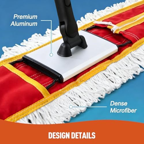 CLEANHOME 36" Commercial Dust Mops for Tile Hardwood Floor Cleaning, Red - Image 4