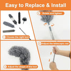 15 PCS Feather Dusters for Cleaning, Microfiber Duster with Extension Pole 100in, Extendable Duster for High Ceilings, Ceiling Fans, Baseboards, Blinds, Car Interior - Washable Reusable Dusting Tools - Image 5