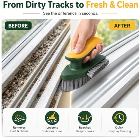 Window Track Cleaner, Gap Brush Groove Cleaner, Window Track Cleaning Tool, Gap Cleaning Brush Small Spaces, Sliding Door Track Cleaner, Window Brush, Shower Track Cleaning Brush, Window Cleaner Tool - Image 5