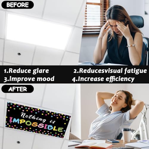 6 Pcs Fluorescent Light Covers with 60 Magnets Decorative for Classroom Ceiling Light 4 x 2 Ft Magnetic Light Cover Filter Easy Install for Office Hospitals Home Drop Ceiling Supplies (Black Confetti) - Image 4