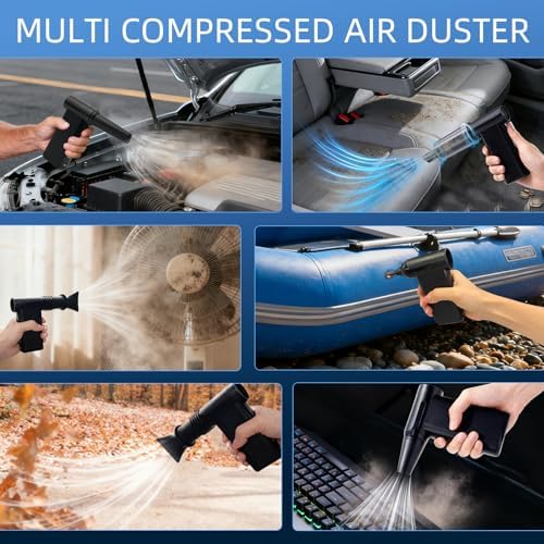 Electric Air Duster-130000 RPM Brushless Motor, 2-in-1 Blow & Vacuum, 4000mAh Rechargeable, 8 Gear Adjustable Compressed Air Duster for Computer, Keyboard, House and Car, 11pcs Accessories - Image 7