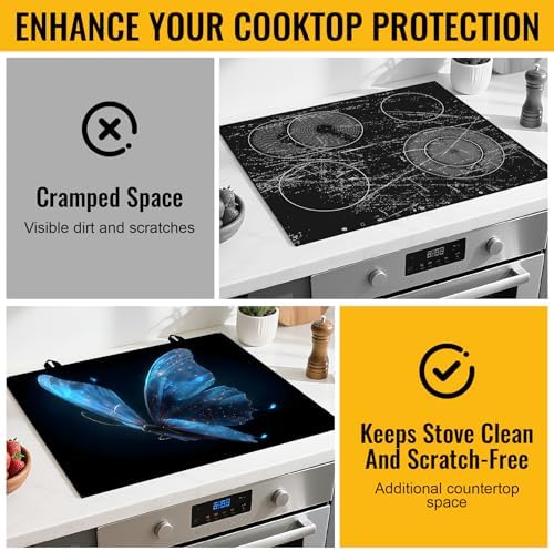 NYZE Electric Stove Top Cover Blue Butterfly, Heat Resistant Protector - Image 5