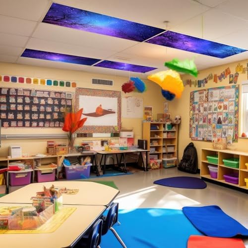 8 Pcs Fluorescent Light Covers with 80 Magnets Decorative for Classroom Ceiling Light 4 x 2 Feet Magnetic Light Covers Filter Easy Install for Office Hospitals & Home Drop Ceiling Supplies （Night） - Image 6