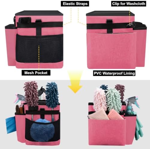 Wearable Large Cleaning Caddy Bag for Housekeepers (Rosered) - Image 5