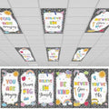6Pcs Classroom Fluorescent Light Cover,2x4 FT Composition Inspirational by Shemilly