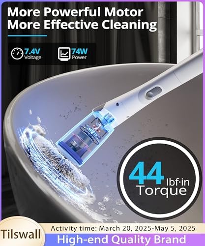 Tilswall Cordless Electric Spin Scrubber - Powered Shower & Tile Cleaning Brush with Detachable Handle, 2-Speed Modes & Extra Battery, for Bathroom Tub/Glass/Car Windows - Image 2