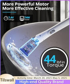 Tilswall Cordless Electric Spin Scrubber - Powered Shower & Tile Cleaning Brush with Detachable Handle, 2-Speed Modes & Extra Battery, for Bathroom Tub/Glass/Car Windows - Image 2