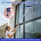 Wontolf 62'' Window Squeegee with Extension Poles, 2-in-1 Window Cleaning Kit, Windshield Cleaner Tool, Window Washing Squeegee for Home, Outdoor Windows, Glass, Shower - Image 2