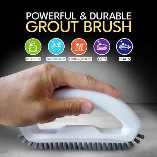 Grout Brush with Stiff Nylon Bristles, Heavy Duty Hand Grout Scrub Brush for Cleaning Baseboards, Floor, Corners, Tiles, Shower, Bath Tub, Floor, Tiles and Other Surfaces - Image 2