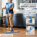 18” Pro Microfiber Hardwood Floor Mop - Cleans Floor in Seconds | Dust & Wet Mopping | Hardwood, Tile, Laminate & Vinyl with 3 Washable Pads, No Buckets Needed with Deluxe Household Mop - Image 4