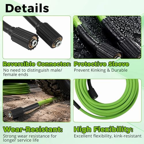 PWACCS Pressure Washer Hose 50 FT, 1/4" ID Steel Braided Power Washer Hose - Image 6