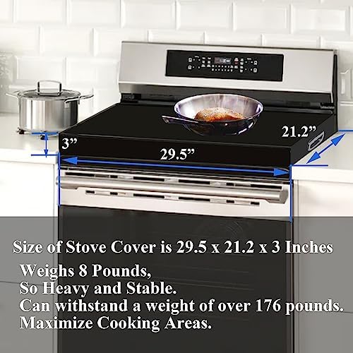 Stainless Steel Gas Stove Top Cover, Noodle Board Cooktop Cover, Kitchen Organizer for Gas and Electric Stove Range Expanding Kitchen Space, Large Size 30"x 22"x3", Black - Image 3