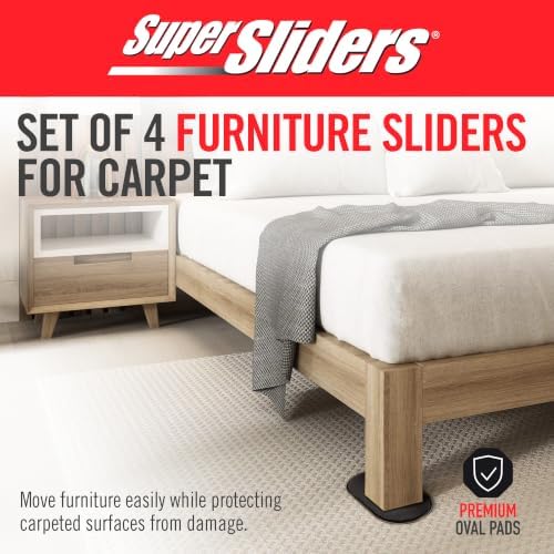 Super Sliders 5-3/4" x 9-1/2" XL Oval Reusable Furniture Sliders for Carpet, Anti-Slip Protective Furniture Moving Pads for Beds, Sofas, Dressers, Set of 4, Black - Image 4