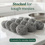 Cuisinart Stainless Steel Wool Scrubber, 12-Pack, Heavy Duty - Image 6