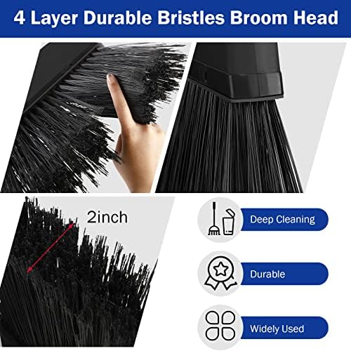 8 Pcs Outdoor Broom for Floor Cleaning 54 Inch Commercial Heavy Duty Broom Long Handle Kitchen Household Angle Brooms for Sweeper Sweeping Indoor Dust Hair Cleaner Corn Shop(Black) - Image 3