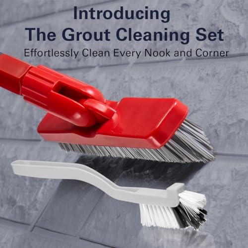 Foxtrot Living Grout Brush with Long Handle and Scrubber, Telescopic - Image 2