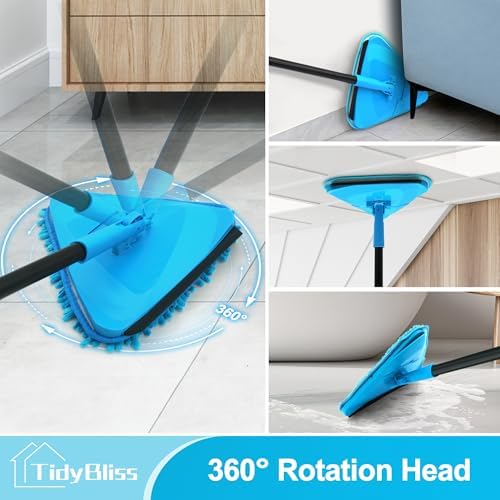 TidyBliss Upgraded Foldable Wall Cleaner Mop with 80” Long Handle (Blue) - Image 5