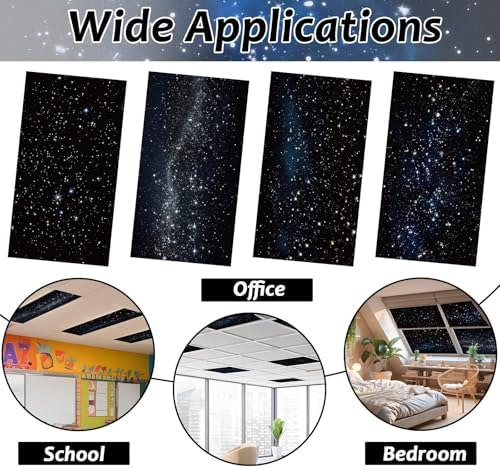 4 Pcs Fluorescent Light Covers with 40 Magnets Decorative for Classroom Ceiling Light 4 x 2 Feet Magnetic Light Covers Filter Easy Install for Office Hospitals & Home Drop Ceiling Supplies (Star) - Image 4