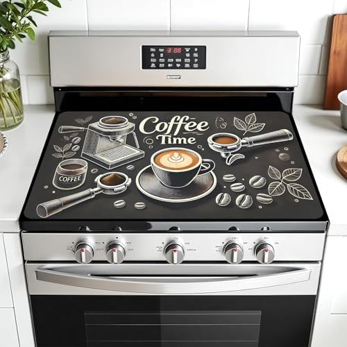 Multi-Design Stove Top Cover for Glass/Electric Stoves - 3-in-1 Heat-Resistant Protector Mat, Non-Slip Drying Rack 28"x20" (Coffee, 28" L x 20" W) by AOHMPT