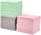 Amazon Basics Microfiber Cleaning Cloths, Ultra Absorbent, Scratch-Free, Non-Abrasive, Reusable and Washable, 16" x 12", Green/Gray/Pink, 48-Pack by AmazonBasics