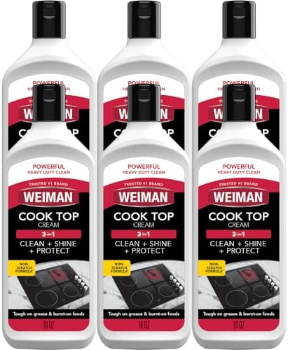 Weiman Glass Cook Top Cleaner and Polish - 10 Ounce [6 Pack] Heavy Duty No Scratch Glass Ceramic Safe Non-Abrasive Stovetop Cooktop Cleaner by Weiman