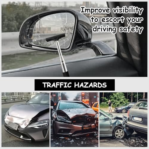 1 Pcs Car Window Mini Squeegee Retractable Auto Glass Squeegee Car Rearview Mirror Wiper Water Cleaner with Telescopic Long Rod Portable Cleaning Tools for All Vehicles (Black) - Image 6