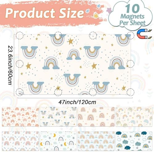 8 Pcs Fluorescent Light Covers with 80 Magnets Decorative for Classroom Ceiling Light 4x2 Feet Magnetic Light Covers Filter Easy Install for Office Hospitals & Home Drop Ceiling Supplies(Boho Rainbow) - Image 2