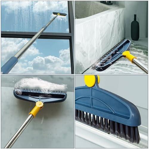 Long Handle Grout Cleaning Brush with for Tile Floors, Tapered Bristles Grouting Line Brush, 2 in 1 Scrub with Scraper - Image 6