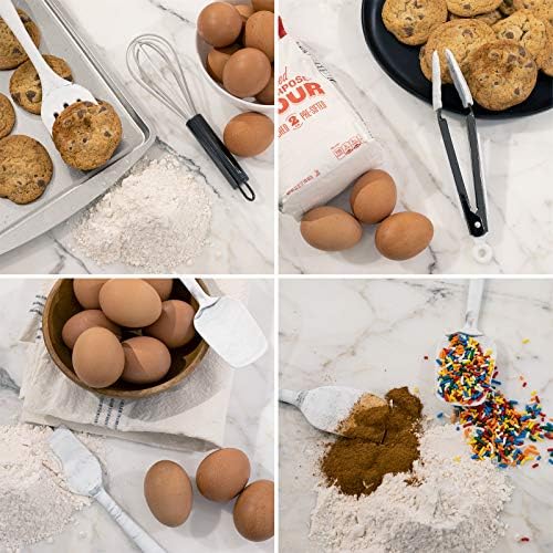 COOK WITH COLOR Silicone Cooking Utensils, Kitchen Utensil Set, Easy to Clean Silicone Kitchen Utensils, Cooking Utensils for Nonstick Cookware, Kitchen Gadgets Set, Mini, Marble White - Image 4