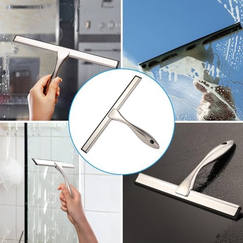 Hiware All-Purpose Shower Squeegee for Shower Doors, Bathroom, Window and Car Glass - Stainless Steel, 10 Inches (Pack of 2) - Image 6