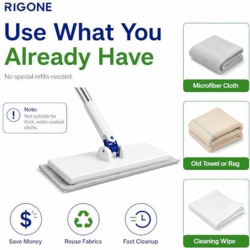 RIGONE Snap Grip Mop, Hands-Free Clamp Mop, Uses Towels, Rags and Cloths - Image 3