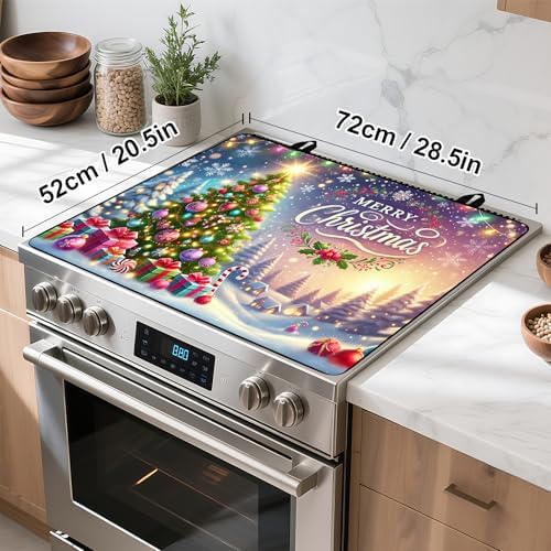 Christmas Stove Top Cover Snowman Stove Top Cover for Home Decoration Kitchen Pad Non-Stick Washable Cooktop Covers Countertop Protector Keep Stove Clean 28"x20" (Tree) - Image 4
