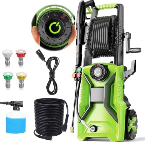 5000 PSI Adjustable Electric Pressure Washer, 2026 New Power Washer Pressure Adjustable (2500PSI-5000PSI) with 23ft Hose, 4 Nozzle and Detergent Tank for Cars, GFCI Protection, Upgraded Green by ImdotDirect