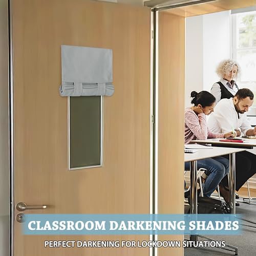 RYB HOME Faux Linen Blended Curtain for Classroom Glass Window, Light Filtering Small Door Window Draperys Privacy for Kitchen Dinning Home,1 Panel, 12W x 40L inches,Light Grey - Image 2