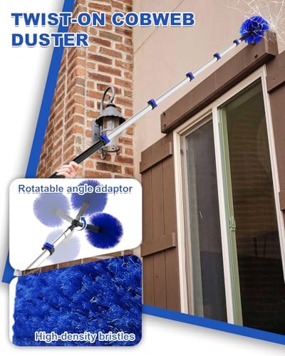30Ft Reach Solar Panel Cleaning Brush Kit with 5-24ft Telescoping Pole, Water Fed Window Cleaner Tool with 20" Brush, Soap Dispenser, Cobweb Duster, Squeegee for Roof, RV, Gutter, Boat, Deck - Image 5
