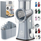Rotary Cheese Grater Manual Hand Crank 5 Blade Shredder, Gray & White by ZulayKitchen