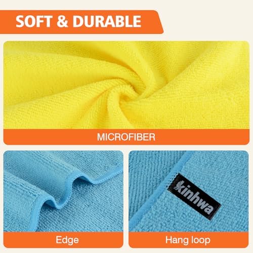 KinHwa Dish Cloths with Scrub Side, Microfiber Dish Rags Kitchen Washcloths - Image 7