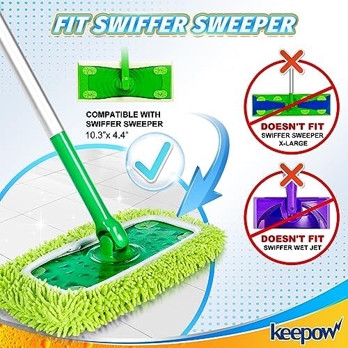 KEEPOW Reusable Microfiber Mop Pads Compatible with Sweeper Mop, 4 Pack - Image 2