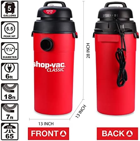 Shop-Vac 5 Gal 5.5 HP Wet/Dry Vacuum, Wall Mount, 9522236 - Image 3
