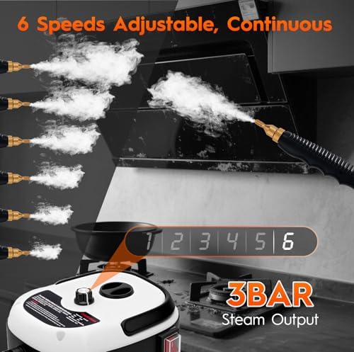 Steam Cleaner for Home, 1000ml Portable Steamer for Cleaning with 3 Brush Heads, 6-Level Adjustable and 15s Heat-Up, Handheld Steam Cleaner for Home, Car, Tile, Dirt, Grout, Floors, Couches, Grout - Image 5