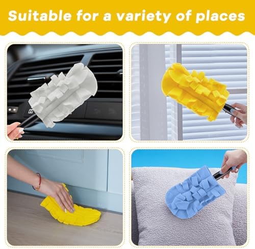 3 Pcs Reusable Duster Refills Washable Pads, White, Blue, Yellow - Image 3