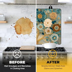 NYZE Stove Top Cover for Electric Stove 28x20 Inch Silicone Stove Topper & Protector, Decorative Kitchen Mat for Electric/Glass Stove Top (Cream & Gold Floral Tree) - Image 6