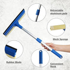 Professional Window Squeegee,2 in 1 Squeegee Window Cleaner with Long Stainless Steel Handle,Sponge Car Window Squeegee for Gas Station, Glass,Shower,Outdoor High Window Cleaning (Expansion Payment) - Image 3
