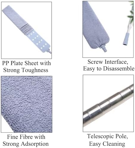 TopHomer 2 Pieces Retractable Gap Dust Cleaner Brush with Washable and Removable Duster Cloth for Cleaning Under Appliances Furniture Couch Fridge (Grey) - Image 3