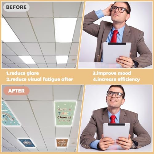 8pcs Classroom Fluorescent Magnetic Light Covers,2x4 FT Boho - Image 5