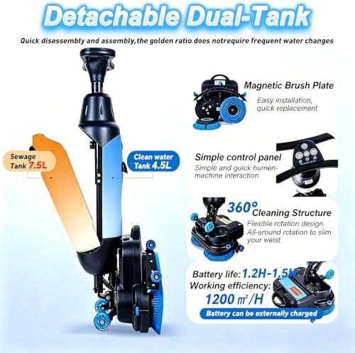 Commercial Floor Scrubber Machine, 17in Electric Buffer Polisher, - Image 5